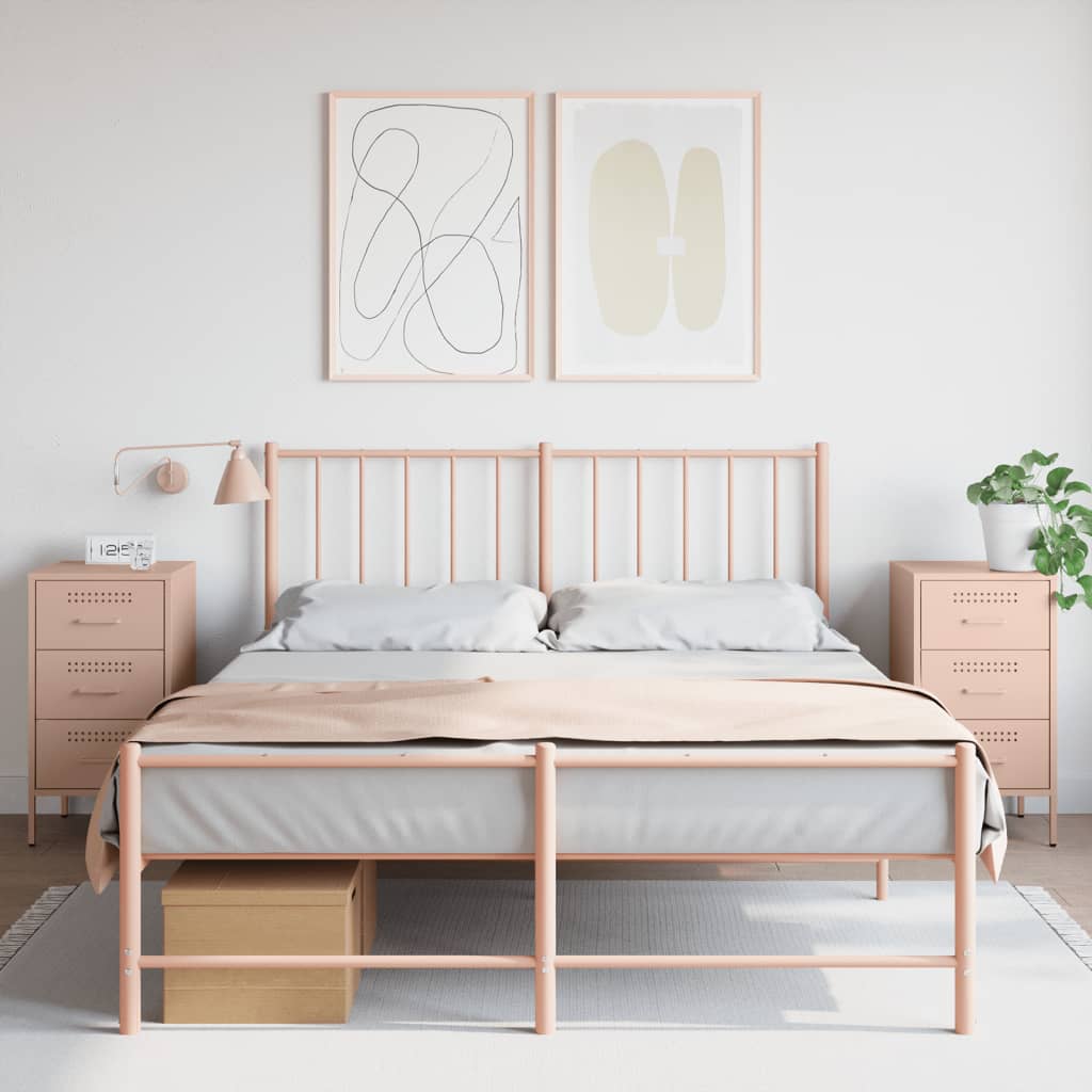 vidaXL Nachttische 2 Stk. Rosa 36x39x68 cm Stahl