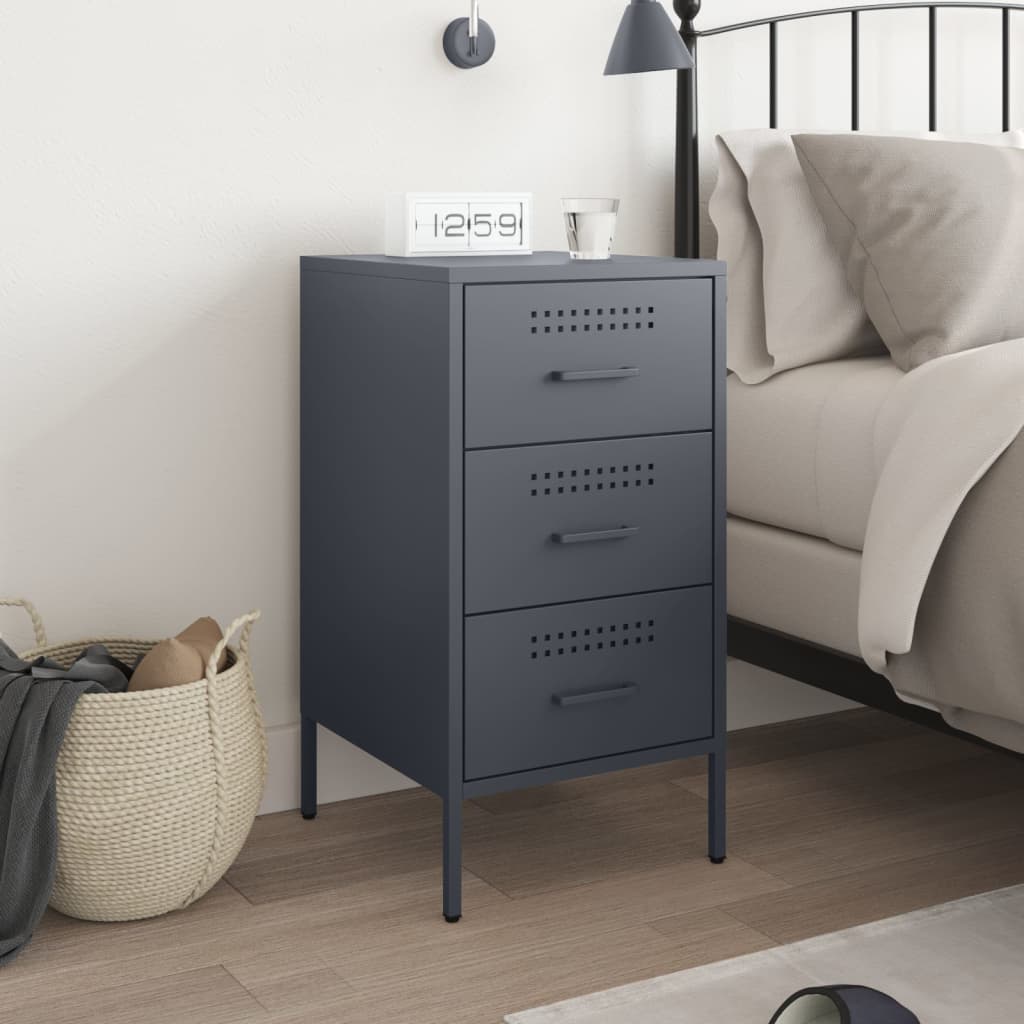 vidaXL Table de chevet anthracite 36x39x68 cm acier