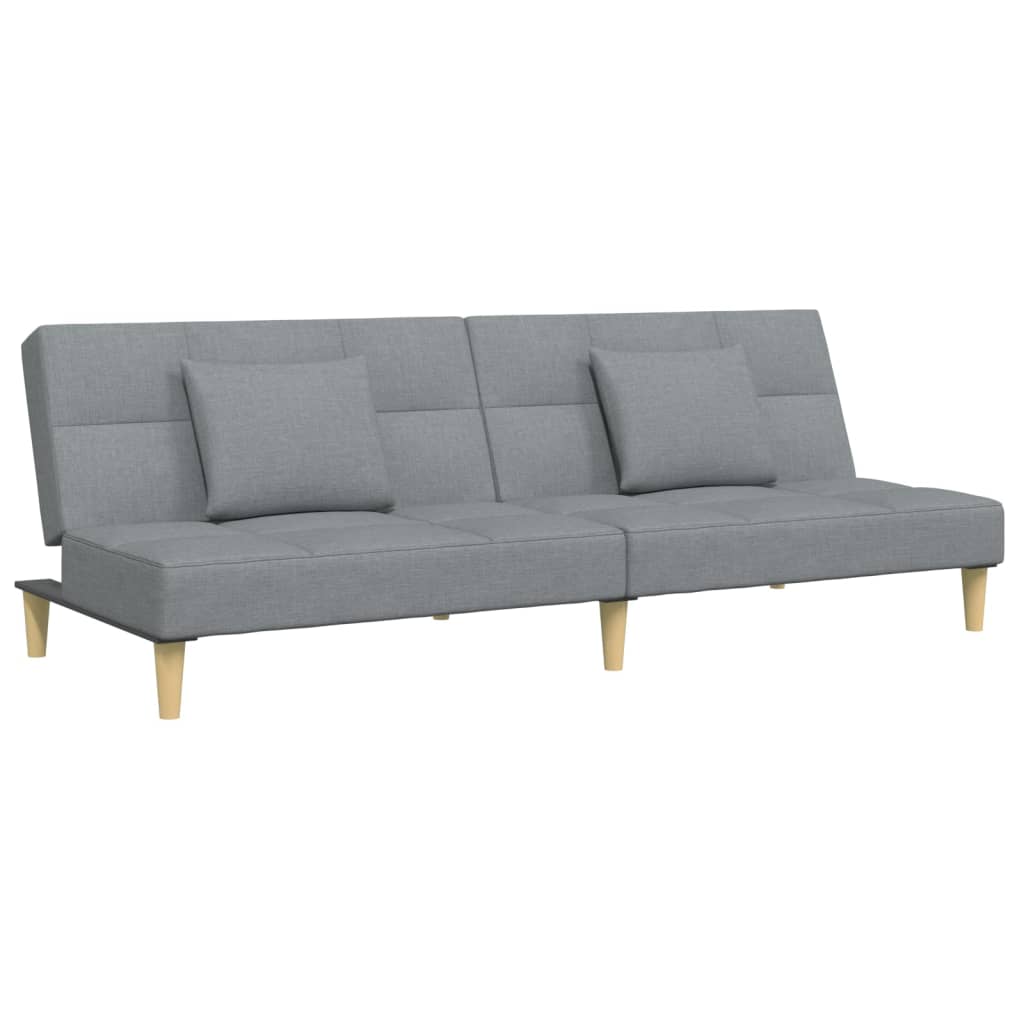 vidaXL Schlafsofa 2-Sitzer mit Fußhocker Hellgrau Stoff