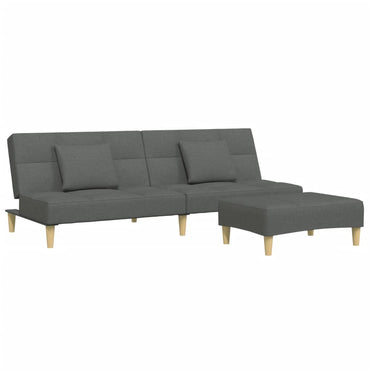 vidaXL Schlafsofa 2-Sitzer mit Fußhocker Dunkelgrau Stoff