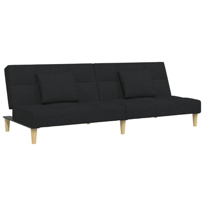 vidaXL Schlafsofa 2-Sitzer mit Fußhocker Schwarz Stoff