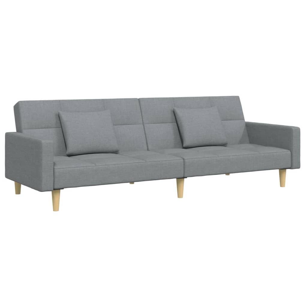 vidaXL Schlafsofa 2-Sitzer mit Fußhocker Hellgrau Stoff