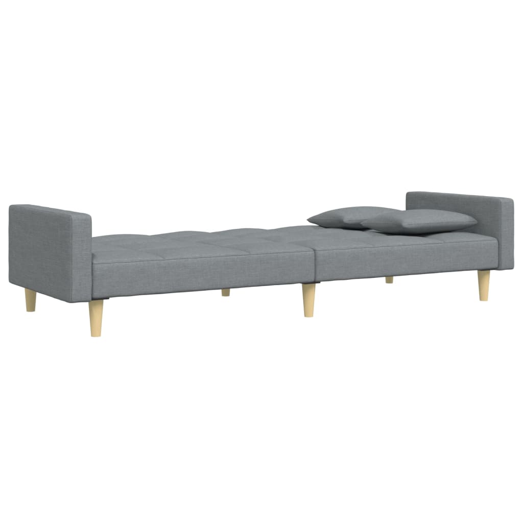 vidaXL Schlafsofa 2-Sitzer mit Fußhocker Hellgrau Stoff