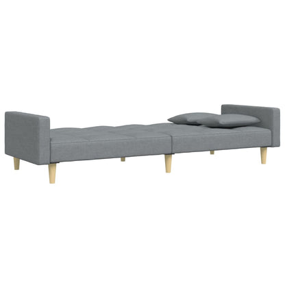 vidaXL Schlafsofa 2-Sitzer mit Fußhocker Hellgrau Stoff