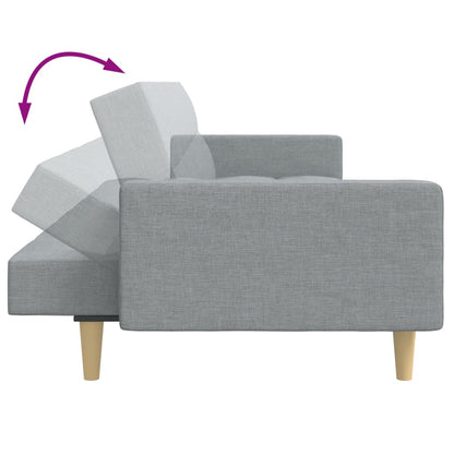 vidaXL Schlafsofa 2-Sitzer mit Fußhocker Hellgrau Stoff