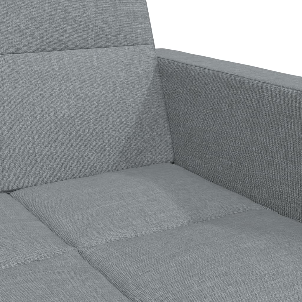vidaXL Schlafsofa 2-Sitzer mit Fußhocker Hellgrau Stoff