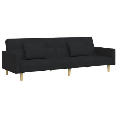 vidaXL Canapé convertible 2 places avec repose-pieds Tissu Noir