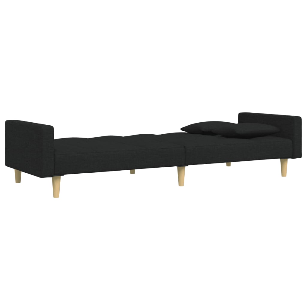 vidaXL Canapé convertible 2 places avec repose-pieds Tissu Noir
