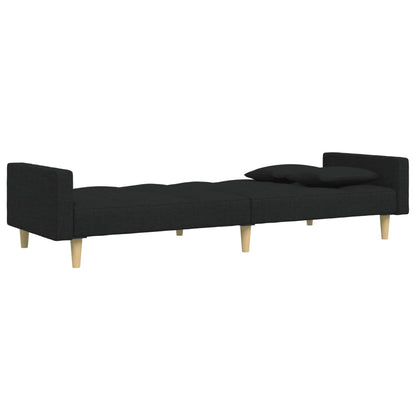 vidaXL Canapé convertible 2 places avec repose-pieds Tissu Noir