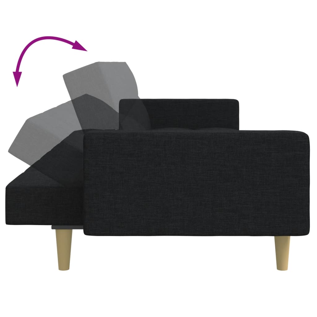 vidaXL Canapé convertible 2 places avec repose-pieds Tissu Noir