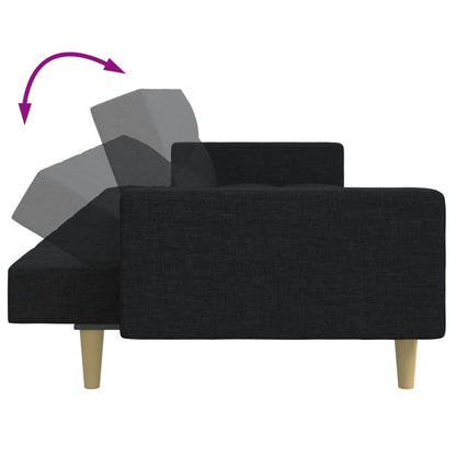 vidaXL Canapé convertible 2 places avec repose-pieds Tissu Noir