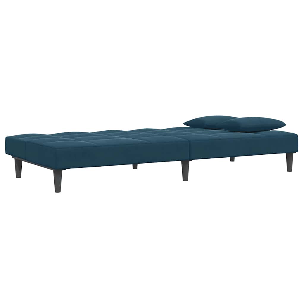 vidaXL Schlafsofa 2-Sitzer mit Fußhocker Blau Samt
