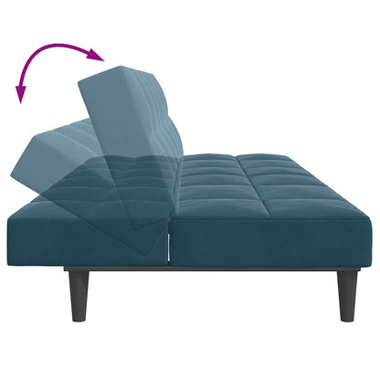 vidaXL Schlafsofa 2-Sitzer mit Fußhocker Blau Samt
