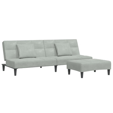 vidaXL Schlafsofa 2-Sitzer mit Fußhocker Hellgrau Samt