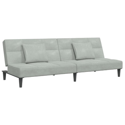 vidaXL Schlafsofa 2-Sitzer mit Fußhocker Hellgrau Samt