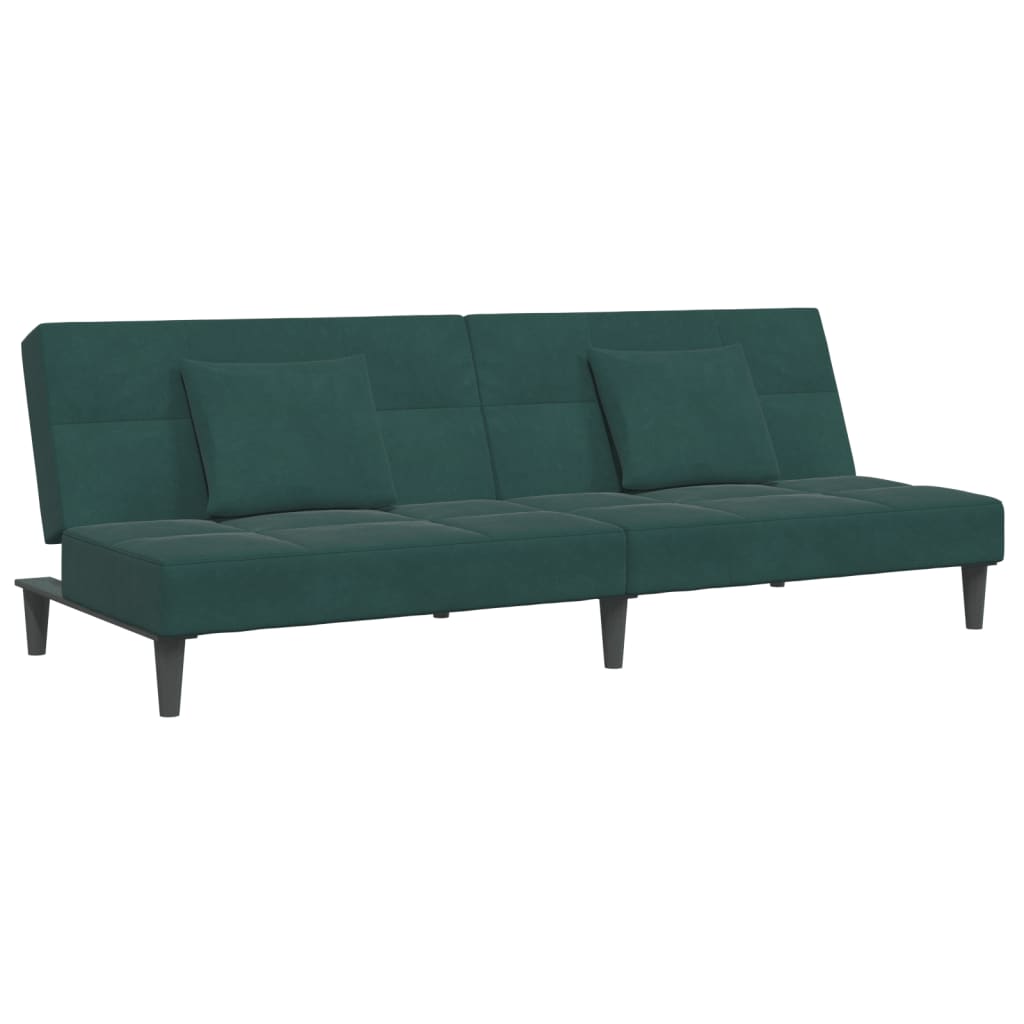 vidaXL Schlafsofa 2-Sitzer mit Fußhocker Dunkelgrün Samt