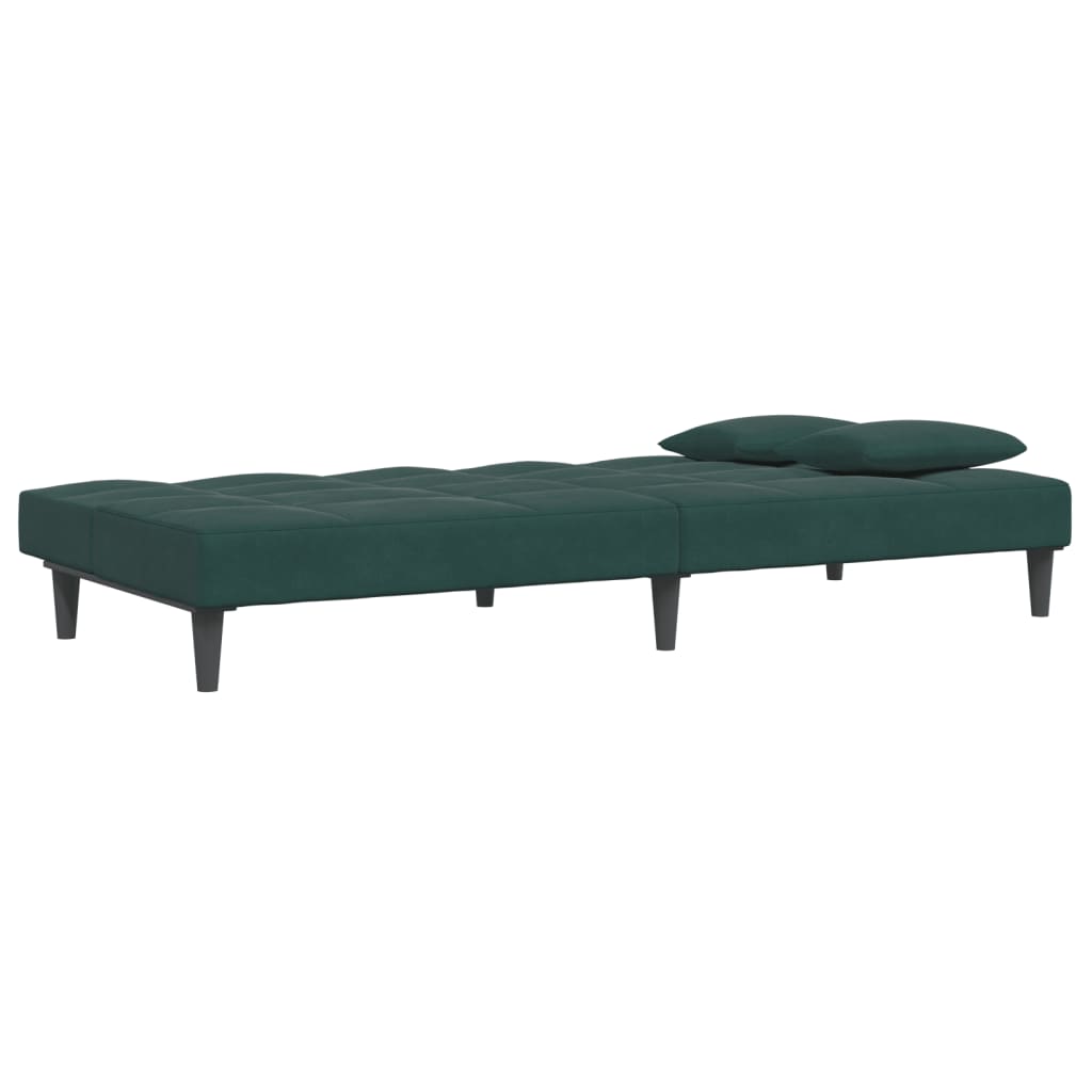 vidaXL Schlafsofa 2-Sitzer mit Fußhocker Dunkelgrün Samt