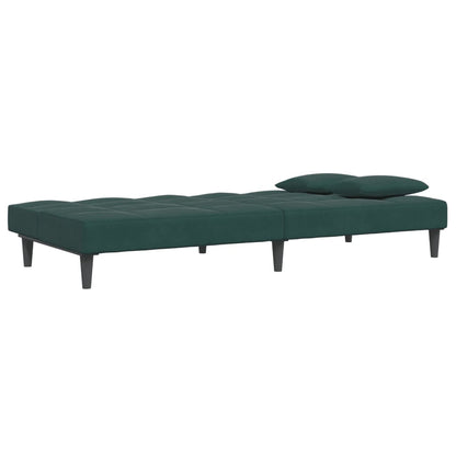 vidaXL Schlafsofa 2-Sitzer mit Fußhocker Dunkelgrün Samt