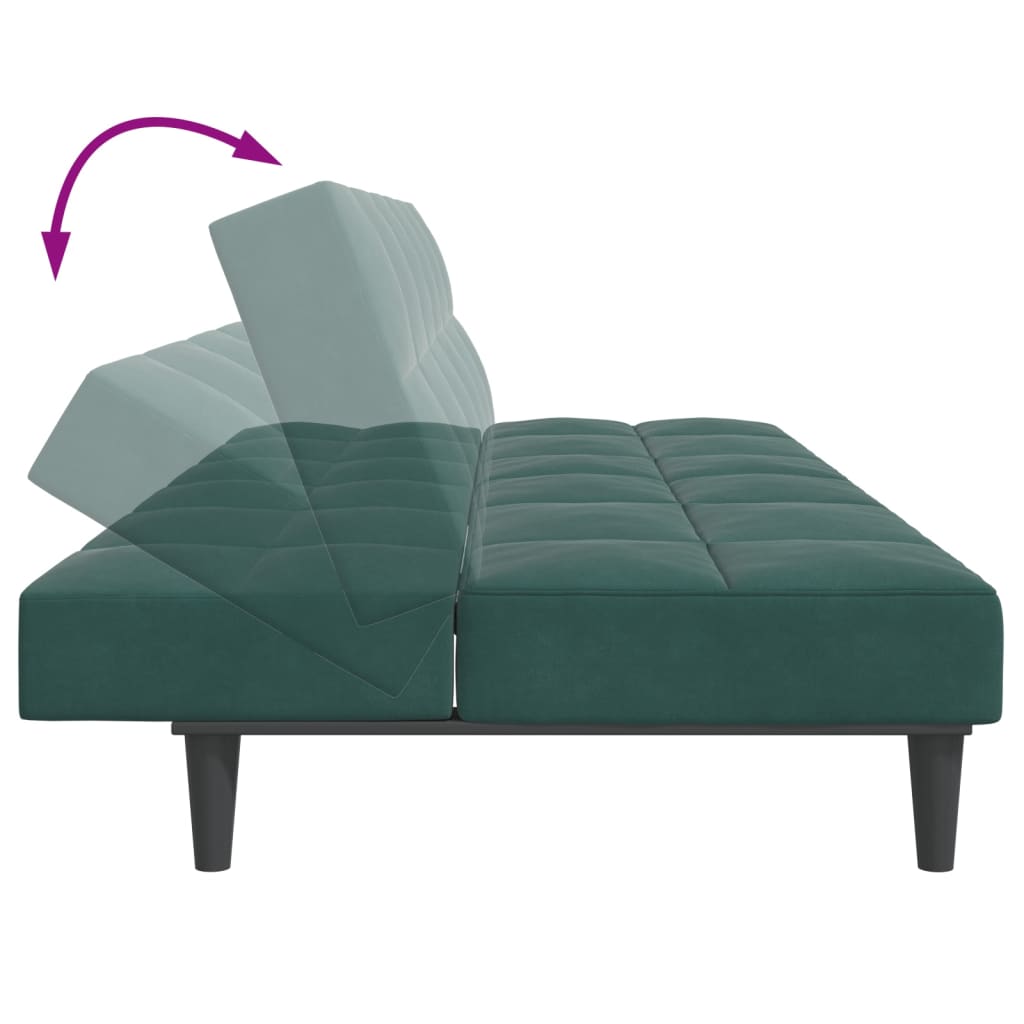 vidaXL Schlafsofa 2-Sitzer mit Fußhocker Dunkelgrün Samt