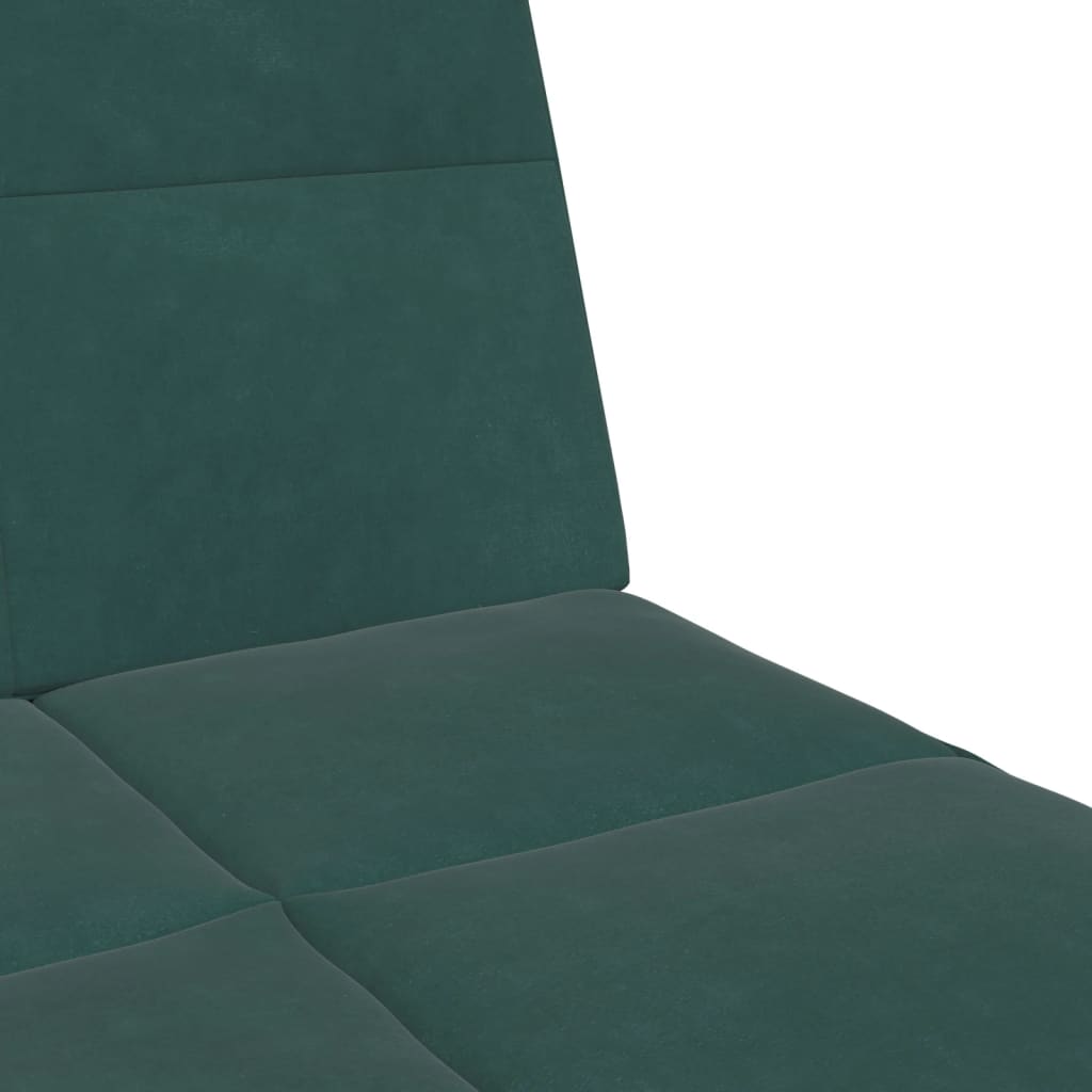 vidaXL Schlafsofa 2-Sitzer mit Fußhocker Dunkelgrün Samt