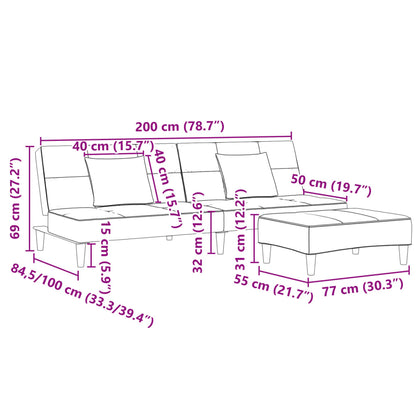 vidaXL Schlafsofa 2-Sitzer mit Fußhocker Dunkelgrün Samt
