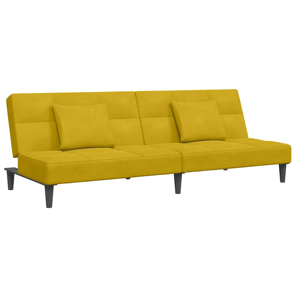 vidaXL Schlafsofa 2-Sitzer mit Fußhocker Gelb Samt