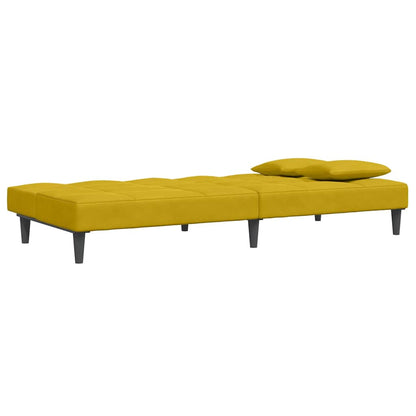 vidaXL Schlafsofa 2-Sitzer mit Fußhocker Gelb Samt