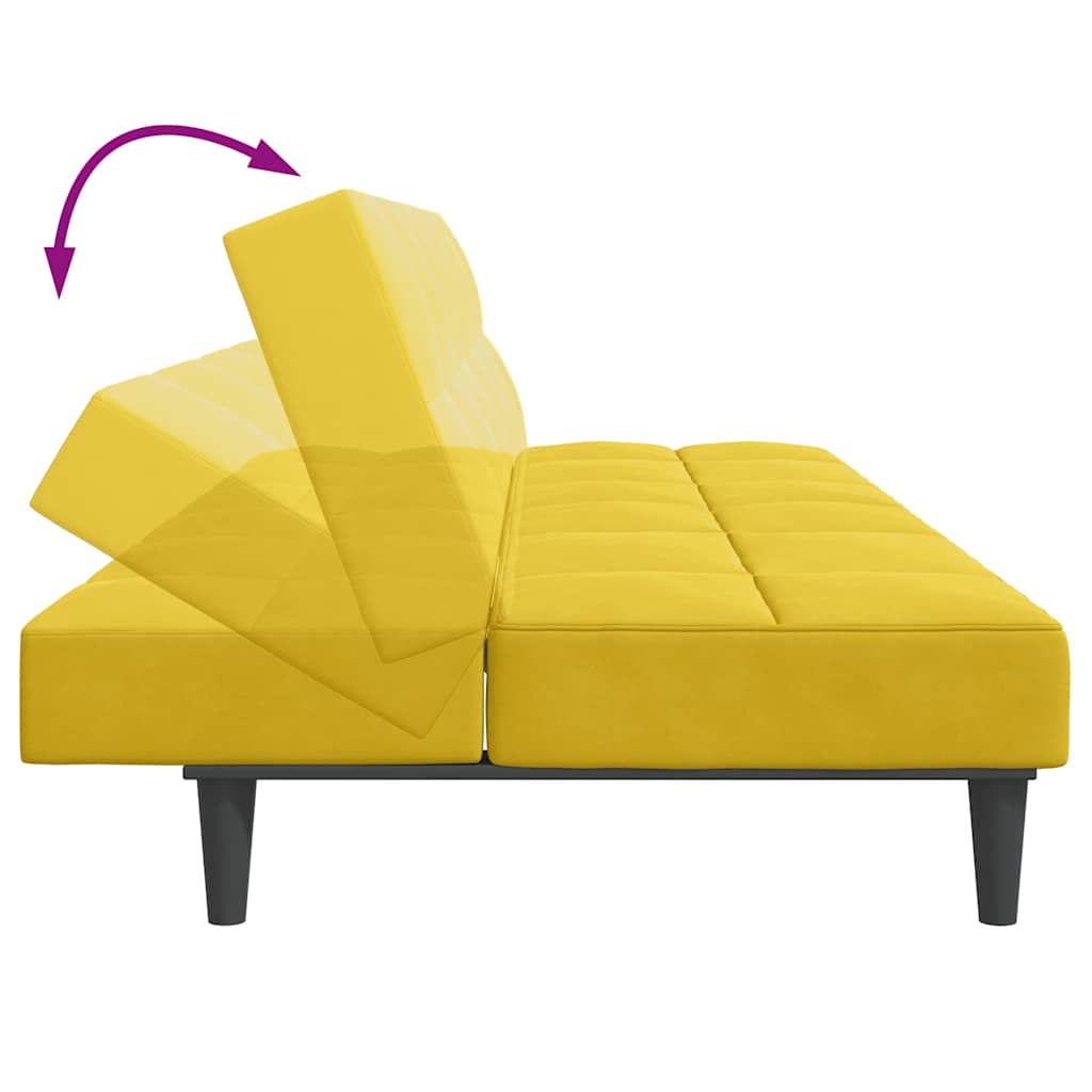 vidaXL Schlafsofa 2-Sitzer mit Fußhocker Gelb Samt