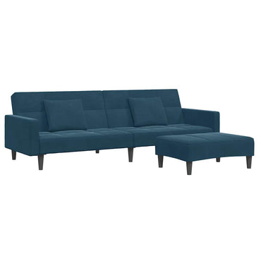 vidaXL Schlafsofa 2-Sitzer mit Fußhocker Blau Samt
