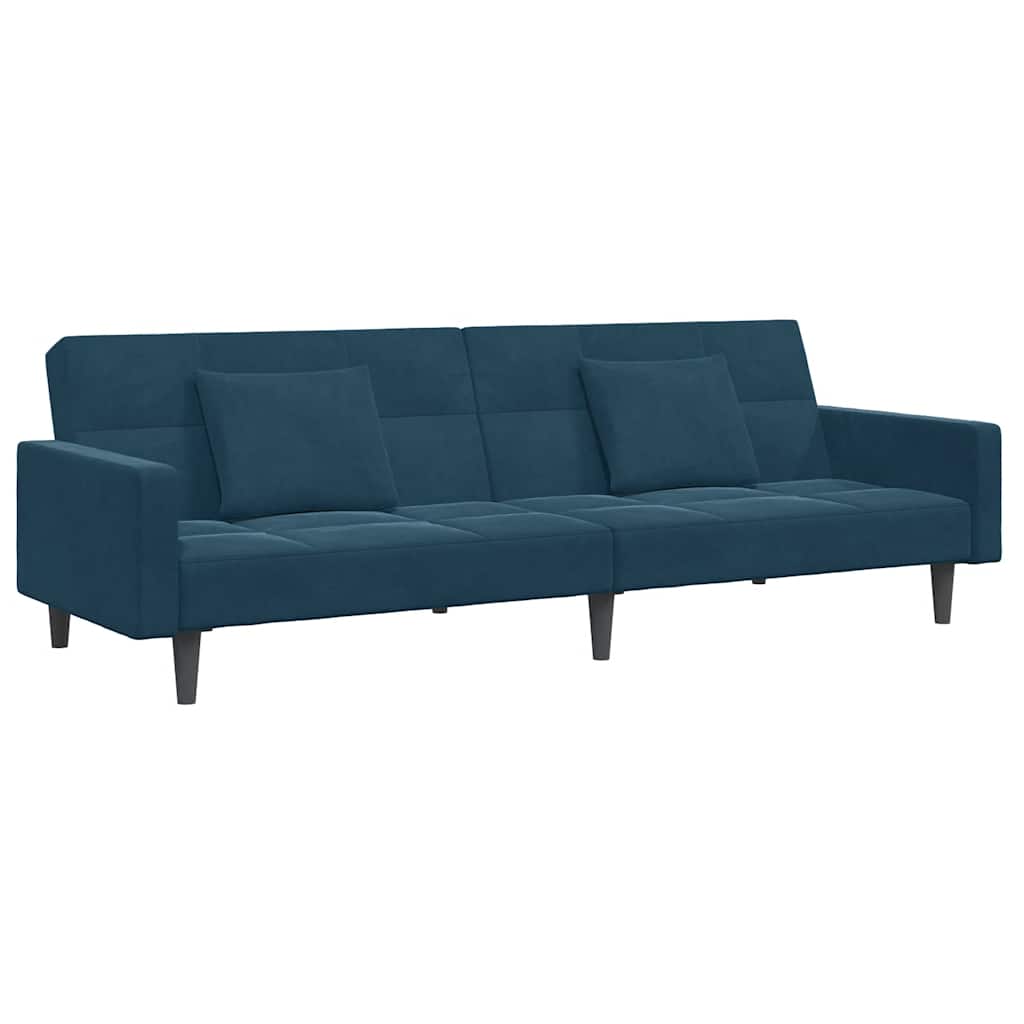 vidaXL Schlafsofa 2-Sitzer mit Fußhocker Blau Samt