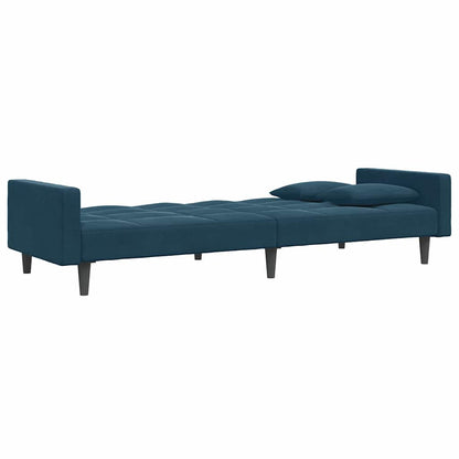 vidaXL Schlafsofa 2-Sitzer mit Fußhocker Blau Samt