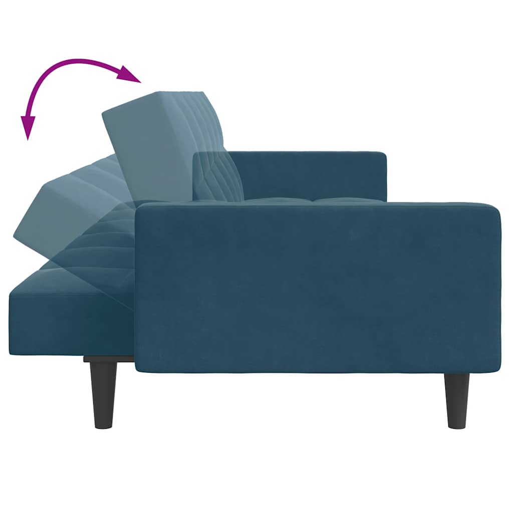 vidaXL Schlafsofa 2-Sitzer mit Fußhocker Blau Samt