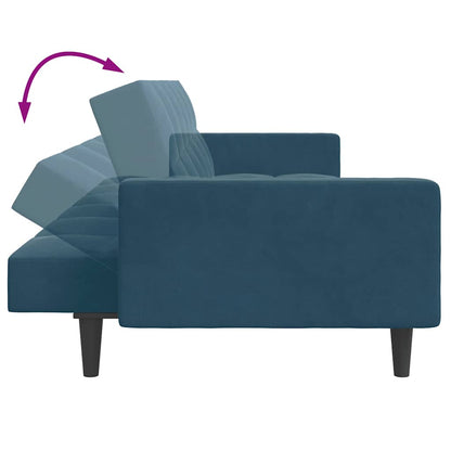 vidaXL Schlafsofa 2-Sitzer mit Fußhocker Blau Samt
