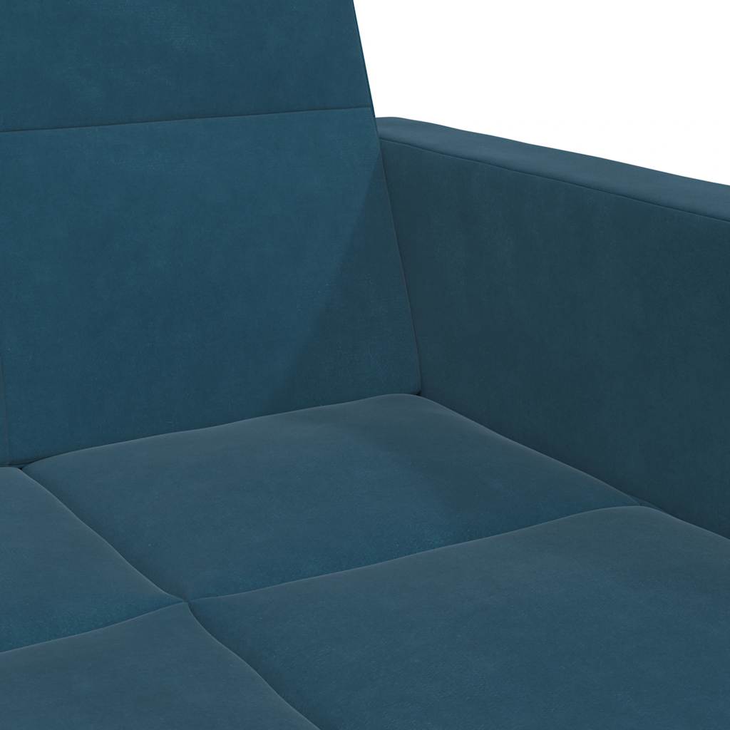vidaXL Schlafsofa 2-Sitzer mit Fußhocker Blau Samt