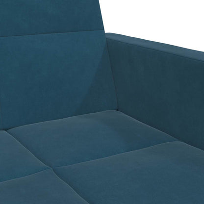 vidaXL Schlafsofa 2-Sitzer mit Fußhocker Blau Samt
