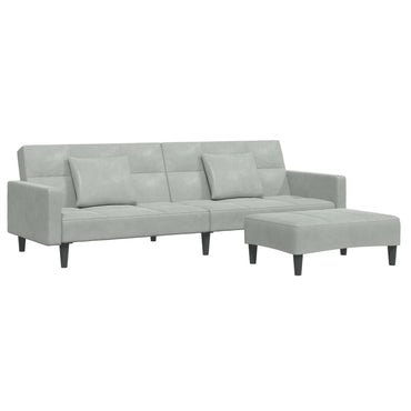 vidaXL Schlafsofa 2-Sitzer mit Fußhocker Hellgrau Samt