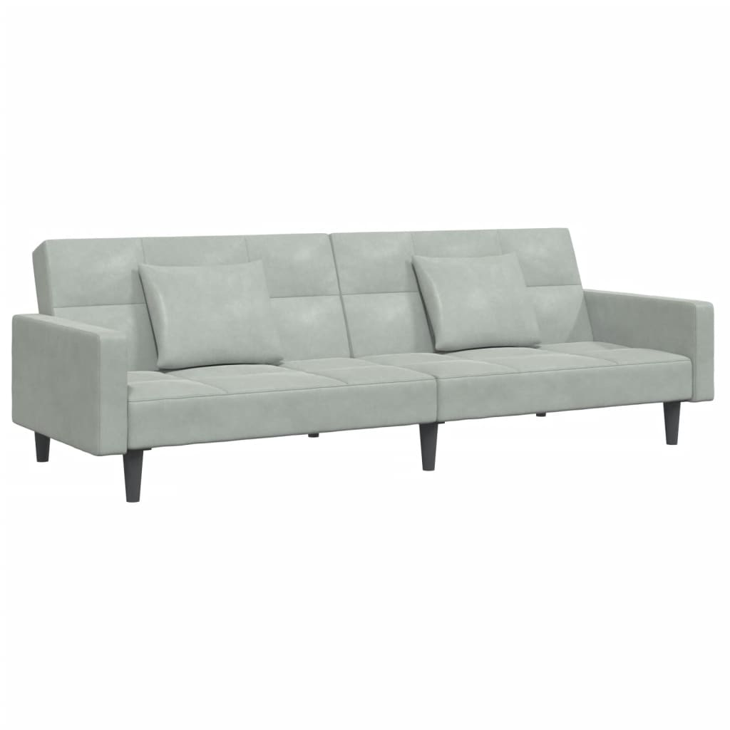 vidaXL Schlafsofa 2-Sitzer mit Fußhocker Hellgrau Samt