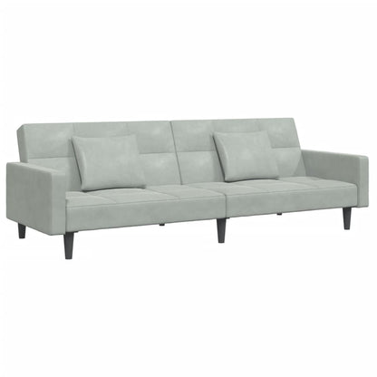 vidaXL Schlafsofa 2-Sitzer mit Fußhocker Hellgrau Samt