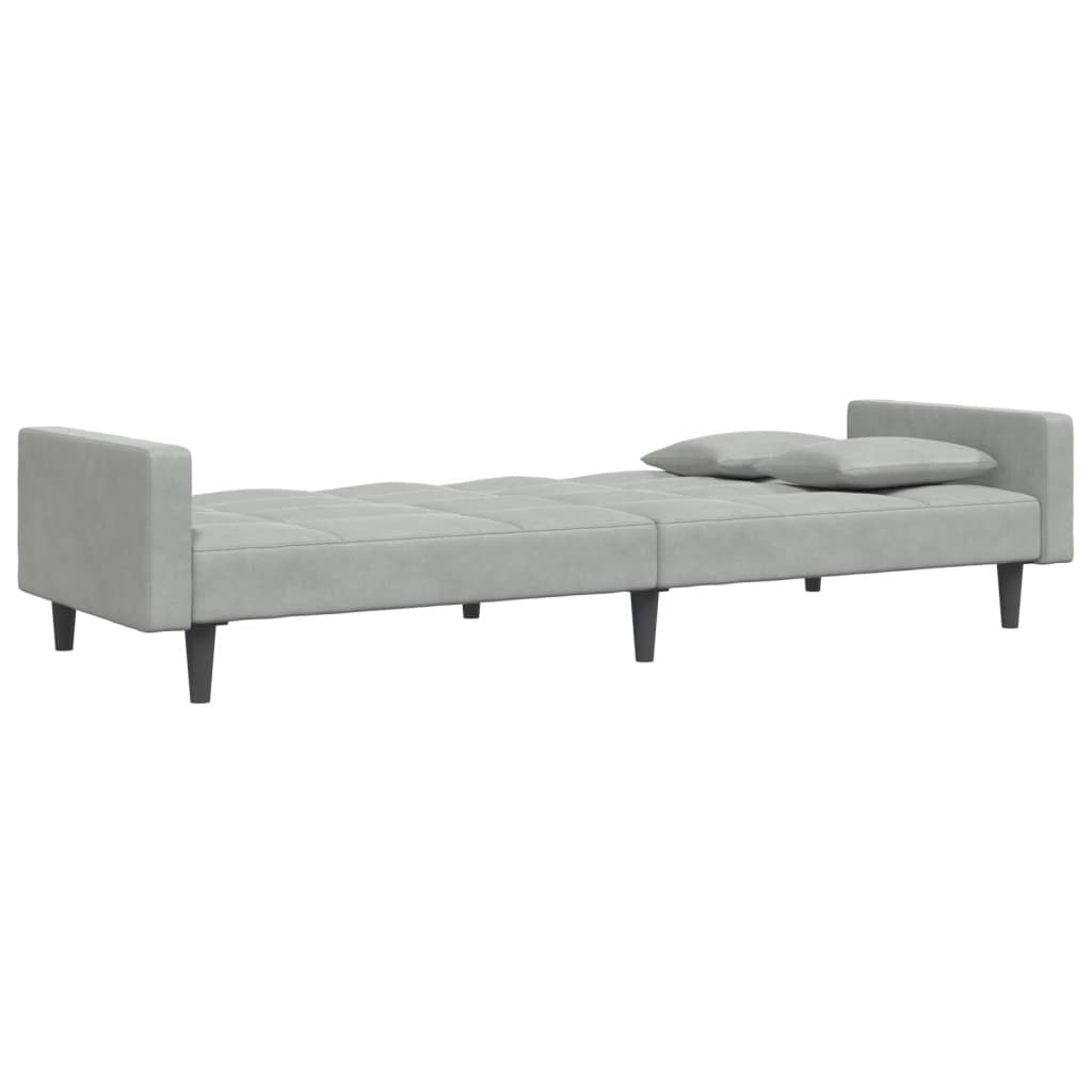 vidaXL Schlafsofa 2-Sitzer mit Fußhocker Hellgrau Samt