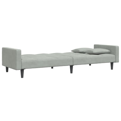 vidaXL Schlafsofa 2-Sitzer mit Fußhocker Hellgrau Samt