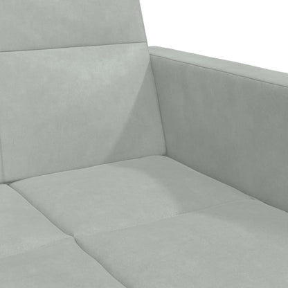 vidaXL Schlafsofa 2-Sitzer mit Fußhocker Hellgrau Samt