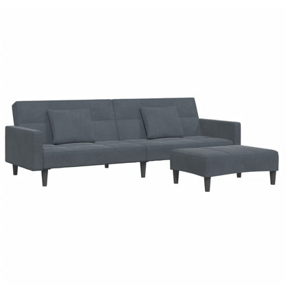 vidaXL Canapé-lit 2 places avec repose-pieds Gris foncé Velours