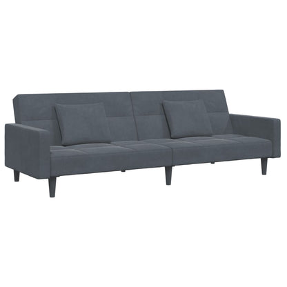 vidaXL Canapé-lit 2 places avec repose-pieds Gris foncé Velours
