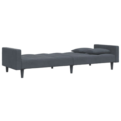 vidaXL Canapé-lit 2 places avec repose-pieds Gris foncé Velours