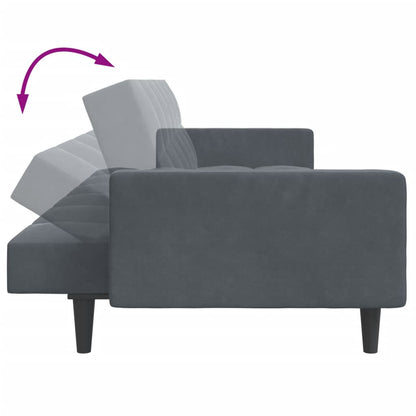 vidaXL Canapé-lit 2 places avec repose-pieds Gris foncé Velours