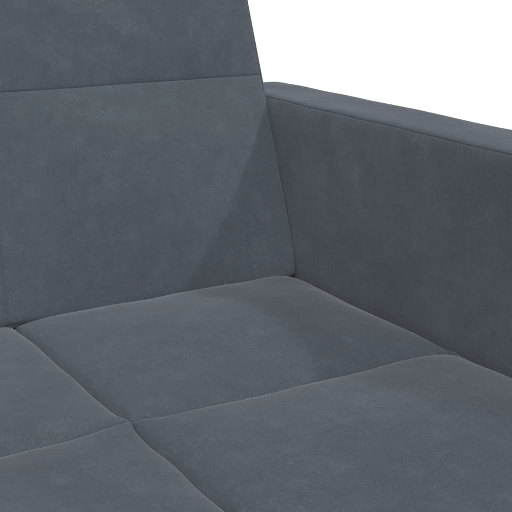 vidaXL Canapé-lit 2 places avec repose-pieds Gris foncé Velours