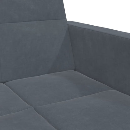 vidaXL Canapé-lit 2 places avec repose-pieds Gris foncé Velours