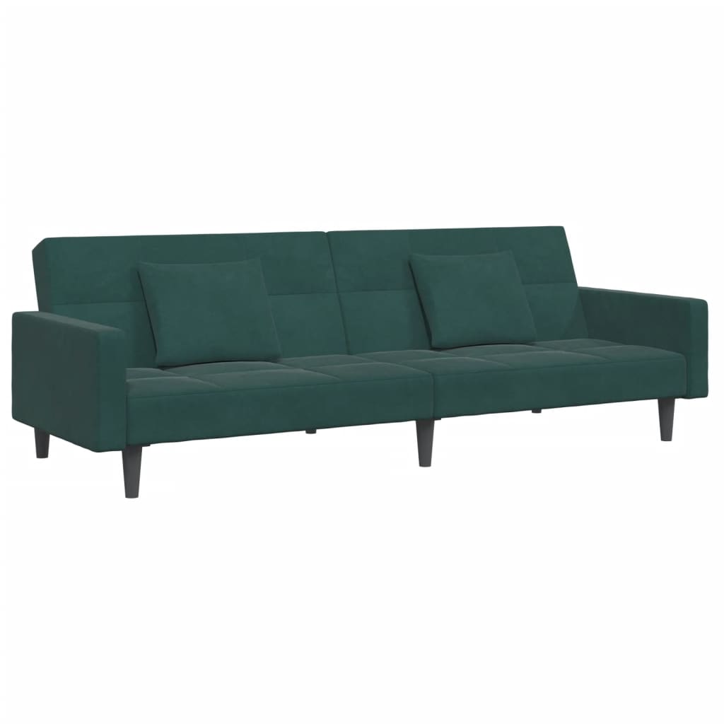 vidaXL Schlafsofa 2-Sitzer mit Fußhocker Dunkelgrün Samt