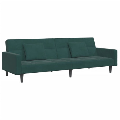 vidaXL Schlafsofa 2-Sitzer mit Fußhocker Dunkelgrün Samt