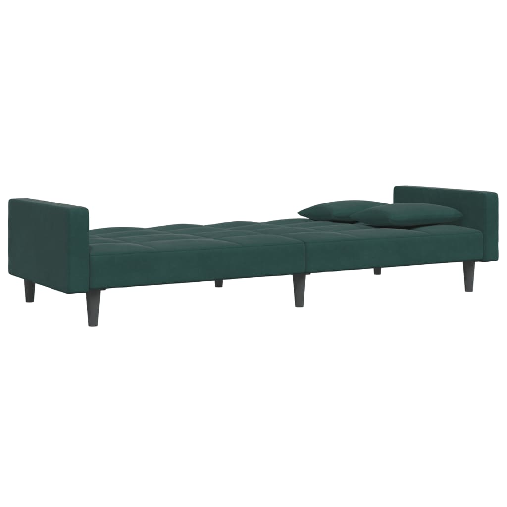 vidaXL Schlafsofa 2-Sitzer mit Fußhocker Dunkelgrün Samt